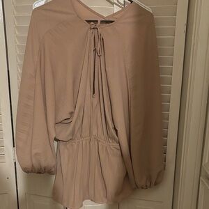 Elegant Tan Women's Peasant Sleeve Blouse